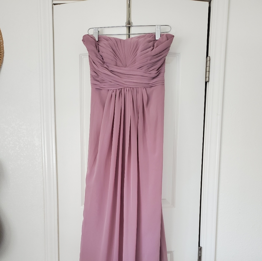 Light pink long bridesmaids gown dress